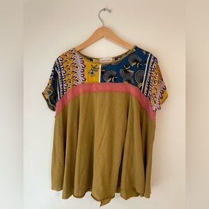 Easel Multicolor Short Sleeve Top